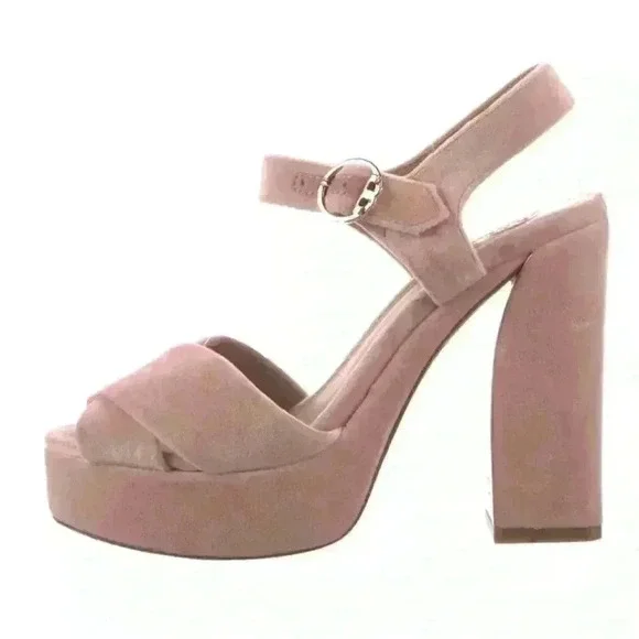 Tory Burch Pink Velvet Platform Sandals size 5.5 - Picture 2 of 5